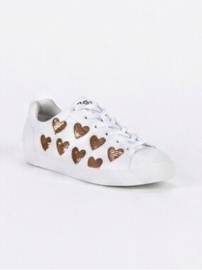 ASH White “Nikita” Gold Sequin Heart Sneaker Sz 37/US 6.5-7 Excellent Condition!